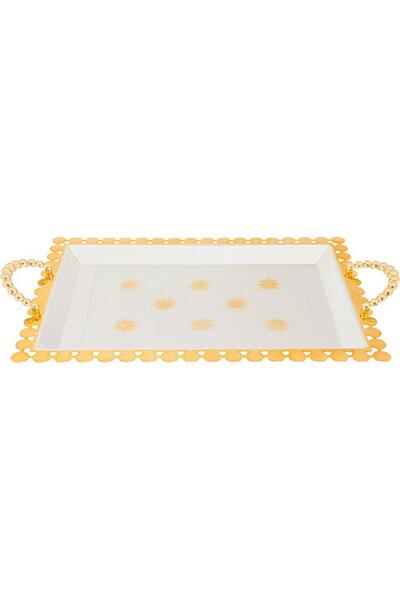 ALSAIF Steel Topper Set 42X30X2 / 35X25X2 Cm Two Pieces Floral Pattern Silver