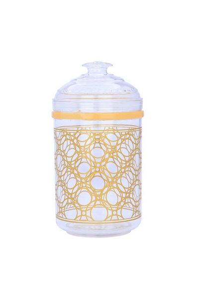 ALSAIF Plastic Spices Box 1.15 Liters Round Embossed Transparent