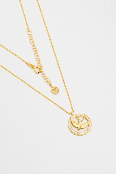 So CHIC... Kırlangıç 18 Ayar Sarı Altın Kaplama 44 Cm Gümüş Kolye