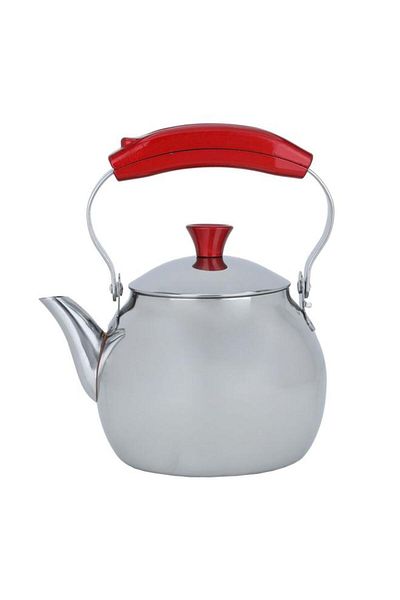 ALSAIF Teapot With Red Steel Handle 1 Liter Silver