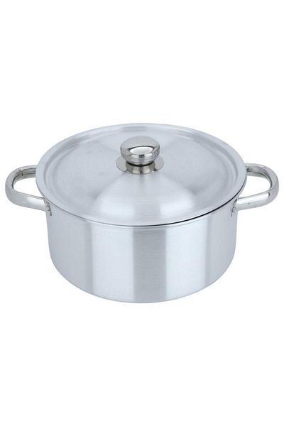 ALSAIF Aluminum Pot With Lid And Handles 24 Cm Round Silver