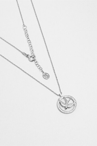 So CHIC... Kırlangıç 18 Ayar Beyaz Altın Kaplama 44 Cm Gümüş Kolye
