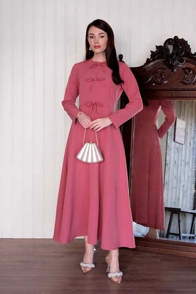 Ceylan Otantik Pink Bow Detail Dress