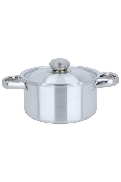 ALSAIF Aluminum Pot With Lid And Handles 20 Cm Round Silver