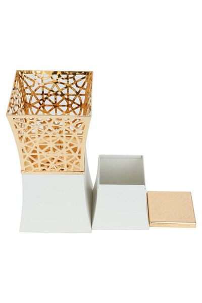 ALSAIF Incense Burner Set With Steel Incense Box 10X10X20 Cm Golden White