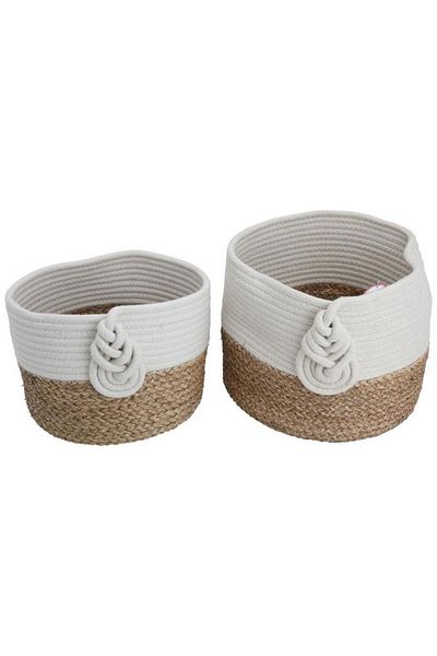 ALSAIF Cotton Baskets Set 30 X 25 Cm Round 2 Pieces Beige