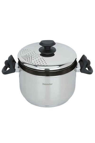 ALSAIF Hascevher Black Steel Pot 5 Liters 22 Cm Turkish Silver