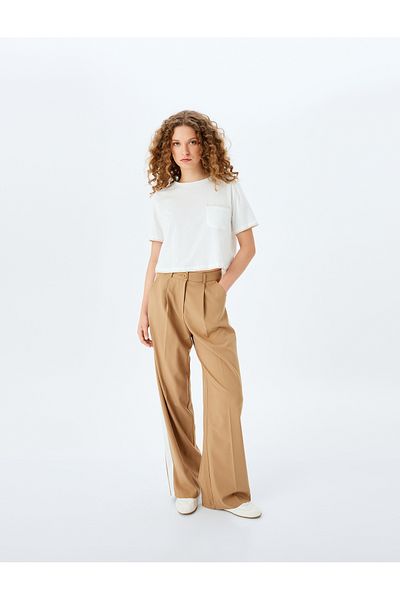 Koton New Season Crew Neck Short Sleeve T-Shirt with Pocket Stitching Detail
