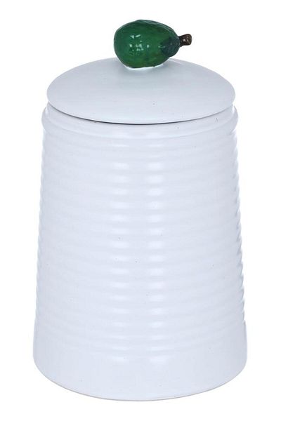 ALSAIF Porcelain Spice Jar 12.8 X 12.8 X 20.6 Cm Avocado Lid Medium White