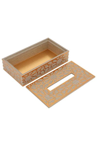 ALSAIF Wooden Tissue Box 23.5 X 13 X 6 Cm Patterned Brown