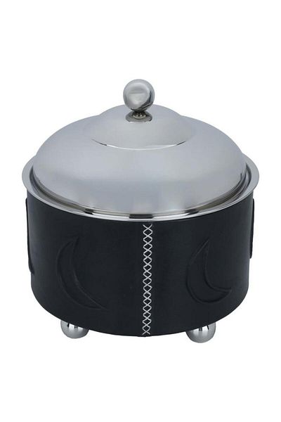 ALSAIF Steel Food Warmer 30 X 30 X 33 Cm 3 Liter Round Double Bowl Black