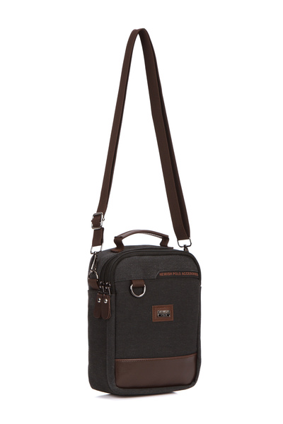 Newish Men's Canvas Fabric Hand and Shoulder Bag - Black