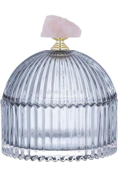 ALSAIF Glass Candy Box 10.5 X 10.5 X 13 Cm Round Transparent Gray