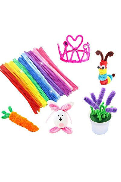 Dünya Magnet 50 Adet - Karışık Renkli Şönil Tüylü Tel, 30 cm, Eğitici Şönil S...