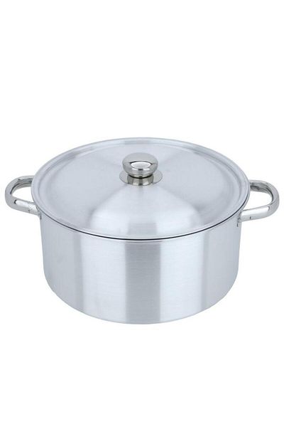 ALSAIF Aluminum Pot With Lid And Handles 30 Cm Round Silver