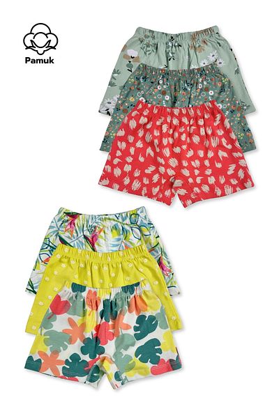 MK Mukko Kids Κοριτσίστικα βαμβακερά σλιπ μπόξερ 6 τεμαχίων σετ πολύχρωμα και μοτίβα εσώρουχα