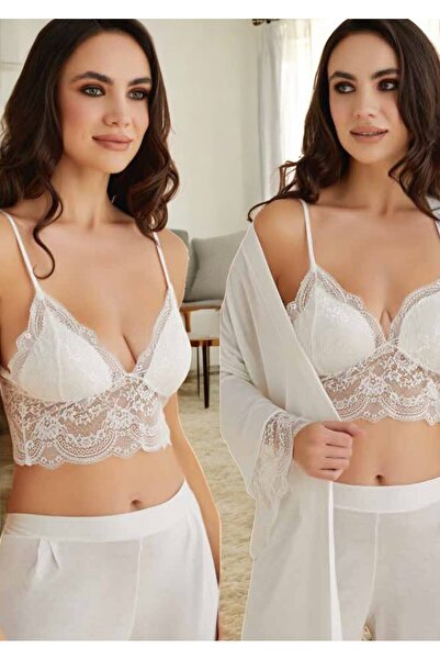 White Velvet Women's 4-Piece Cotton Sleepwear Set - Dressing Gown and Nightgown W.V.Dn.0.5Ak.T