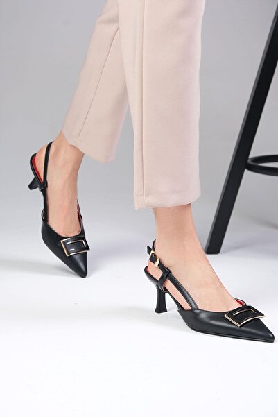 Mio Gusto Larisa Black Color Women's Heeled Shoes