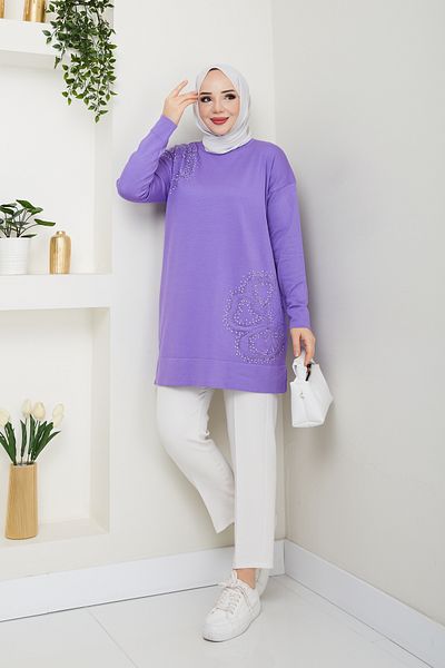 Pamuk Butik Women's Daisy Patterned Mercerized Knitwear Tunic