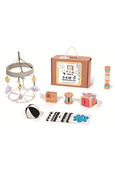 Floopy Set 7 Jucarii Montessori pentru Bebelusi, 0 - 6 luni, Cutie educativa,...