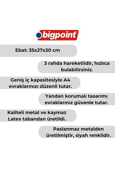 Bigpoint |   Metal Perforated Document Rack, Set of 3, Black, Durable Metal Structure, A4 and Letter Documents Interior