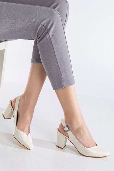 Hayalimdeki Ayakkabı Milika White Mother of Pearl Skin Pointed Toe Heeled Women's Shoes