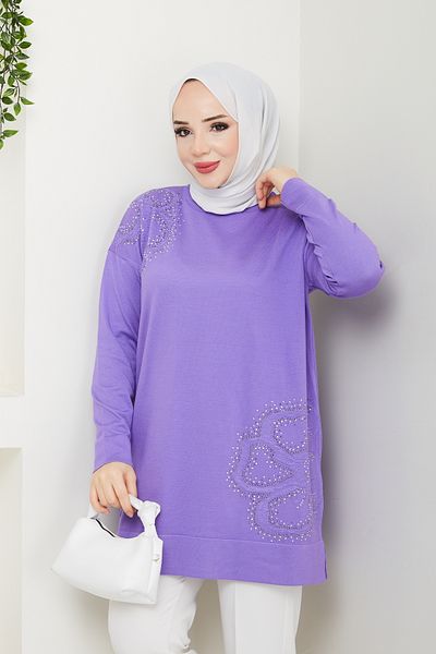 Pamuk Butik Women's Daisy Patterned Mercerized Knitwear Tunic