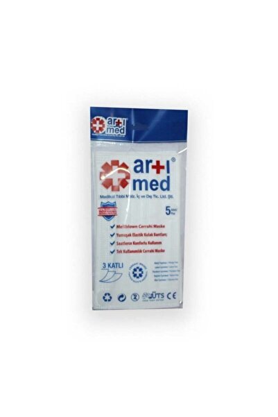 ARTİMED Meltblown 3 Katlı Yeni Nesil Lastikli Telli Maske 5 Adet (üts Kayıtlı)