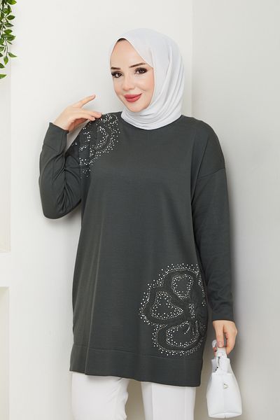Pamuk Butik Women's Daisy Patterned Mercerized Knitwear Tunic