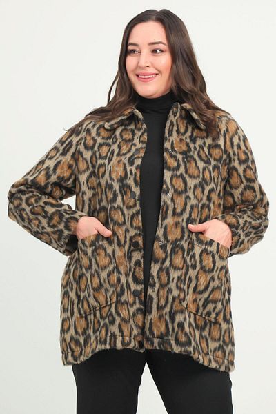 Metpoint Trend42plus Palton pentru bărbați cu revere, cu model leopard, cu nasturi