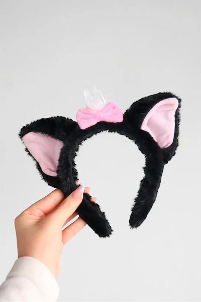 EFBUTİK Black Plush Bow Cat Hair Crown