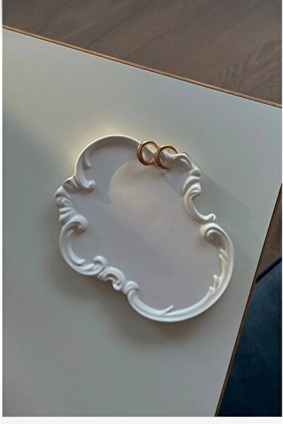 BigSale طبق زخرفي كبير على شكل دانتيل منقوش، عرض تقديمي، صينية مجوهرات، قاعدة