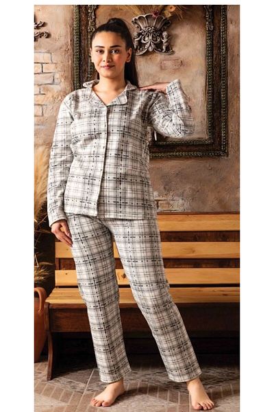 Sude HOMEWEAR Ercan 2 Thread Black and White Checkered Young Pjm Set