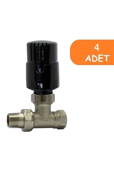 Eca 4 Adet ECA TRV4 Termostatik Düz Radyatör Valfi Petek Vanası Siyah 802120117