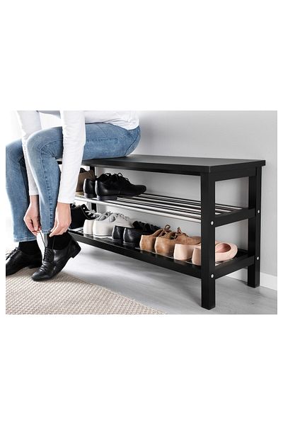 erorex Bench with shoe storage, black, 108x34x50 cm