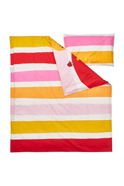 erorex Duvet cover 1 pillowcase for cot, multicolour/striped, 110x125/35x55 cm
