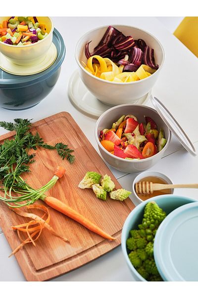 erorex Bowl with lid, set of 5, mixed colours