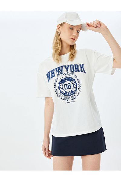 Koton New Season College Printed Crew Neck Short Sleeve T-Shirt