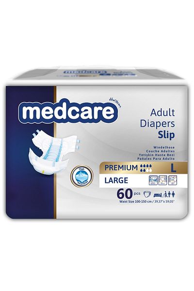 MEDCARE Adult Patient Diapers Large Premium Special Series (Large Size) 60 Pieces