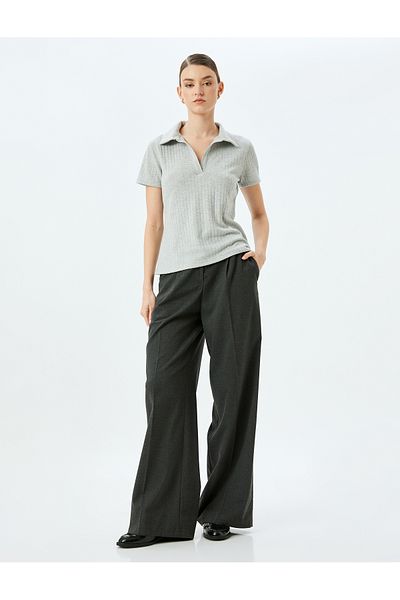 Koton New Season Camisole Short Sleeve Polo Neck T-Shirt