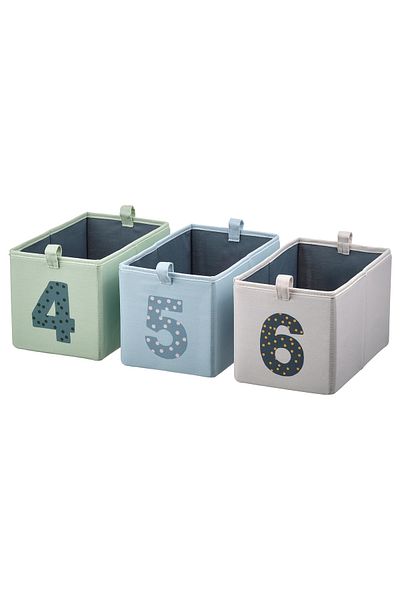 erorex Box, set of 3, green blue/beige, 17x27x17 cm