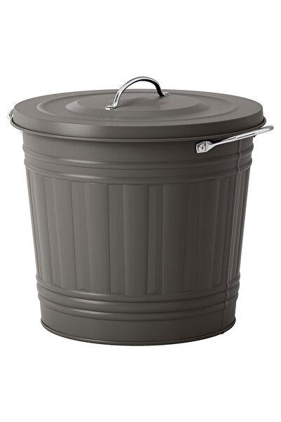 erorex سلة مهملات مع غطاء، رمادي، 16 لتر