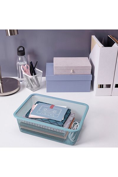 erorex Mesh storage box, grey-blue, 20x30x10 cm