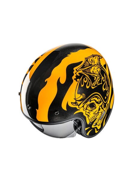 HJC V31 Flame MC3 Yarım Motosiklet Kaskı Siyah Sarı