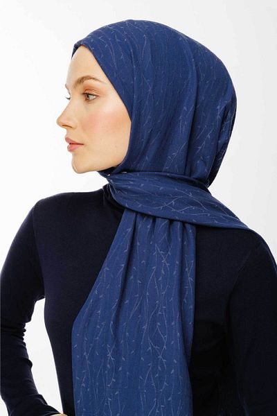 VALORSCARF Şal din bumbac cu model iederă - albastru închis