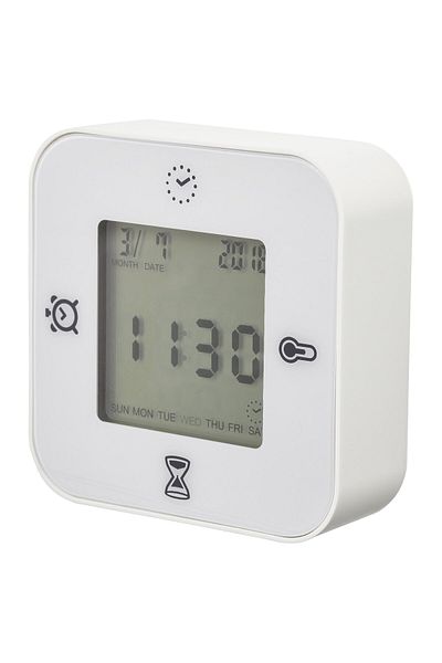 erorex Clock/thermometer/alarm/timer, white, 7x7 cm
