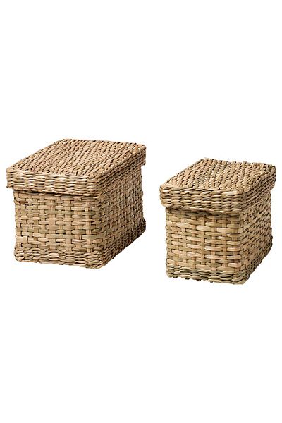 erorex Box with lid, set of 2, seagrass