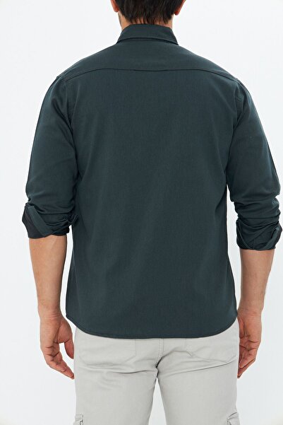 Oyga Men's Neft Slim Fit Tight Fit Double Pocket Cotton Denim Shirt