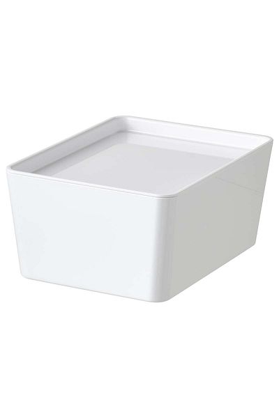 erorex Box with lid, white, 13x18x8 cm