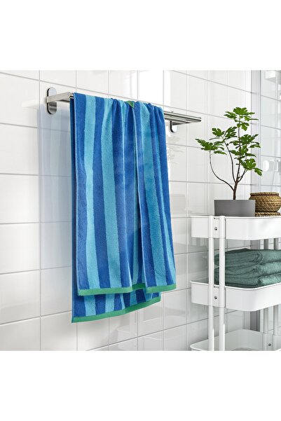 erorex Bath towel, bright blue/light blue striped, 70x140 cm